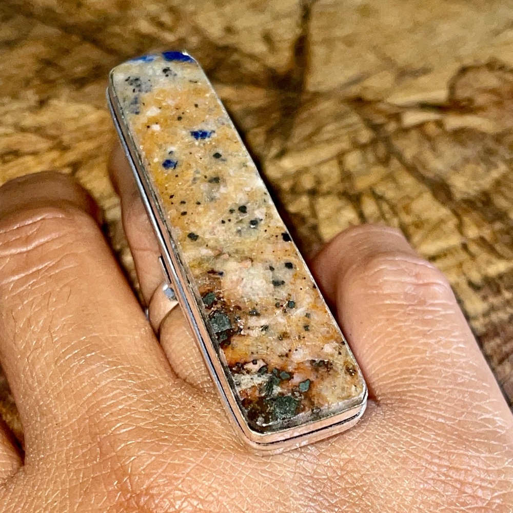 2” Long Navy Sodalite Ring Size 7